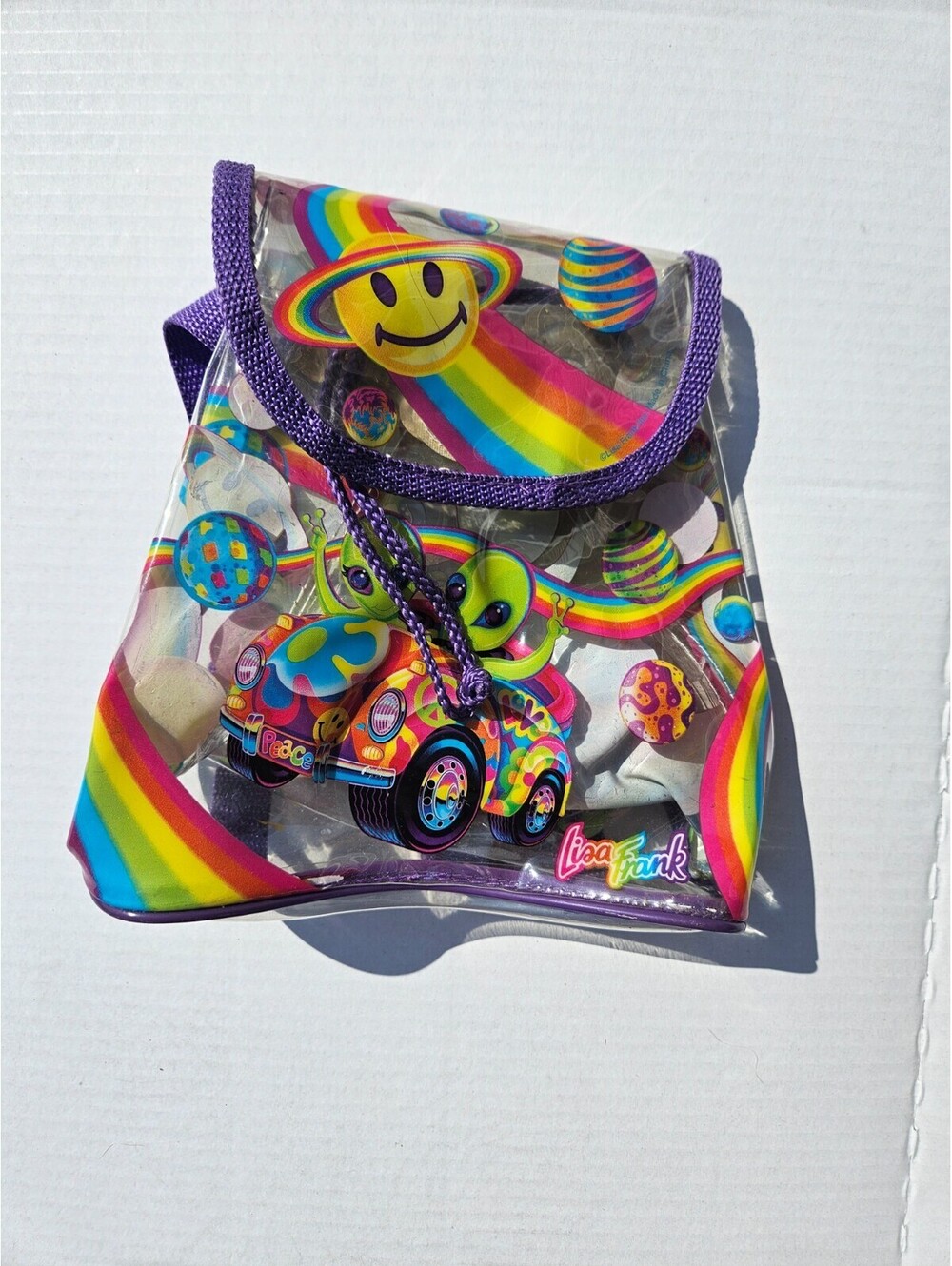 LISA FRANK Vintage 90s Zorbit & Zoom aliens clear mini backpack